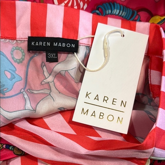 Karen Mabon Bedroom Floor Short Satin Pajama Set in Pink Women's 3XL (16-18) NWT - Picture 3 of 9